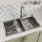 Drop In Kitchen Sink Double Bowl Stainless Steel Top Mount W  Faucet 30  32 
