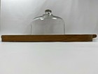 Vintage 1970 s Mid Century Modern Cheese Serving Teak Wood Tray With Glass Dome