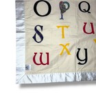 Vintage Baby Blanket Satin Trim Alphabet Letters Celtic Nursery Theme Ireland