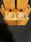 Solid Wooden Bed   Furniture Risers Set Of 8 Light Oak 3 5    Square Round Holes