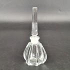 Elegant Clear Glass Perfume Bottle W stopper Fluted Design Decorative Vanity