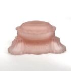 Vintage Imperial  Vanity Puff Powder Box Pink Satin Glass Original Label Usa