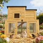 Large Outdoor Wooden Quail Cage Rabbit Hutch Chicken Coop With Run   Ramp   2 Tier