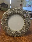 Picture Frame Small 5    Silver Tone Metal With Enamel  Flowers