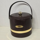 Vintage Georges Briard Brown Faux Leather Ice Bucket  Vinyl Retro Barware