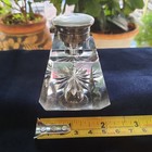 Vintage Antique Hand Cut Crystal Glass Inkwell Silver Hallmarked Hinged Cap