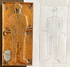 Vtg 4  Print Block  Copper  Wood Letterpress - English Gentleman W  Cane  Derby