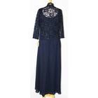 Fanny 1568-long Chiffon   Lace Mother Of Bride Gown W bolero-size S-navy Blue