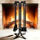 Hand Forged Iron Fireplace Tools Set 5-piece Wrought Iron 28 Inch Fire Place Set