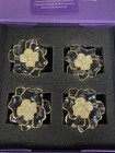  280 Nomi K Black Gold 4-set Spring Flower Napkin Rings