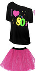80s Costume Set Tshirt Tutu Skirt Headband Necklace Bracelets Earrings Gloves Xl