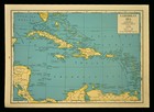 Vintage Map Of The Caribbean Map West Indies Wall Art Cuba Puerto Rico Jamaica