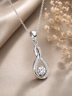     925 Sterling Silver Cz Teardrop Pendant Necklace For Women     