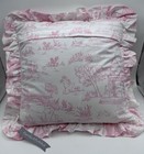 Cupcakes   Cartwheels Baby Toile Decorative Pillow Animal Ruffle Pink White New