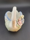 Vtg Porcelain Swan  filigree capodimonte Style candy trinket  centerpiece 4 5 x4