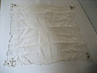 Vtg 13  Sq Antique Square Handkerchief Hankie Delicate Lace Beads Ivory Wedding