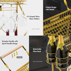 Bar Cart Foldable With Wheels Glass Holder And Wine Rack Gold Serving Carts