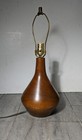 Vintage Mid Century Modern Sculptural Teak Wood Teardrop Onion Table Lamp