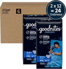 Goodnites Boys  Nighttime Underwear  Size Xxl  120-165 Lbs   24 Ct  2 Packs Of 1