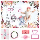 Baby Monthly Milestone Blanket 6 Pcs Photography Prop Set 60  x40   Pink Floral