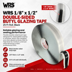 Wrs 1 8in X 1 2in Double Sided Glazing Tape butyl Tape  25 Ft Roll  Black
