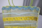 New But Damaged Metal   Fabric Crafts Party Gift Purse Container D  cor 9 5  H