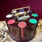 Vintage Revolving Poker Chip Caddy Rack W 2 Decks Of Cards