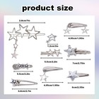 14 Pcs Y2k Silver Star Hair Clips Metal Barrettes 10 Shapes Non-slip Snap Hai   