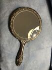 Vintage Silver Plate Hand Mirror Floral Repousse Vanity