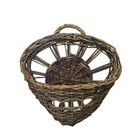 Vintage Wicker Wall Pocket Basket Sunburst Design Hanging Willow Basket Boho
