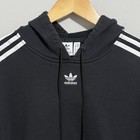 Adidas Women s Cropped Hoodie Black 3 Stripe Sweatshirt Pullover Workout Size M 