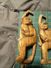 Vintage Wooden Hand Carved Lot Of 4 Chain Of Monkeys Natural Wood