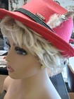 Us Sz L  German bavarian hat felt  Unisex Oktoberfest Red green With Feather