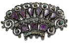 Vtg Matilde Poulat Matl Taxco Mexico Silver Amethyst Turquoise Pin Brooch Crown