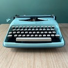 Vintage Remington Streamliner Sperry Rand Portable Manual Typewriter W case Aqua