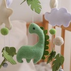 Baby Crib Mobile With Felt Dinosaur  Clouds And Leaves  Wooden Nursery Mobile   