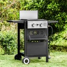 Propane Gas Grill 2 Burner Flat Top Griddle Outdoor Cooking Bbq Garden Barbeque