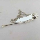 5  Boatswain Brass Whistle W Chain Bosun Call Pipe Nautical Marine Chrome Finish