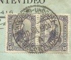 Uruguay Sc 156 pair  Montevideo 10 jul 1904 Registered label  Commercial Use T