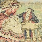 Vtg Woven Sewing Basket Tapestry Lid Box Notions Grandma Chic Retro Mcm Cottage
