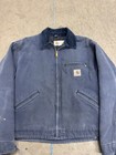 Vintage 1990s Carhartt Detroit 4q0492 Navy Blue Quilted Lined Jacket Size Xl
