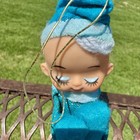 Knee Hugger Elf Christmas Ornament Japan Pixie Vintage Blue Hair Tinsel Vintage