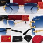 Cartier Big C Diamond Cut Blue Fade Rimless Glasses Gold Frame Designer Eyewear
