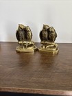 Set Of 2 Cast Metal Gold Tone Owl Bookends Brass Bronze Mcm Vintage