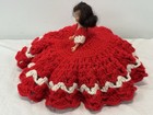Vintage Handmade Crochet Bed Doll red White Black Hair 60s