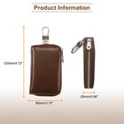 2pcs Genuine Leather Key Holder Bag W 6 Metal Hooks Keyring   4 Card Slot Brown