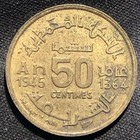 1945 Morocco 50 Centimes Aluminum-bronze Coin - Xf  extra Fine  Condition