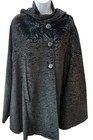 Vintage 1960s Crushed Velvet Cape Cloak Coat 1 Size Black Armholes Cosplay Goth