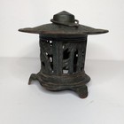 Vintage Japanese Style Black Cast Iron Pagoda Garden Lantern Light Candle Holder