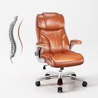 High Back Executive Office Chair Leather Computer Desk Chair With Flip-up Arm